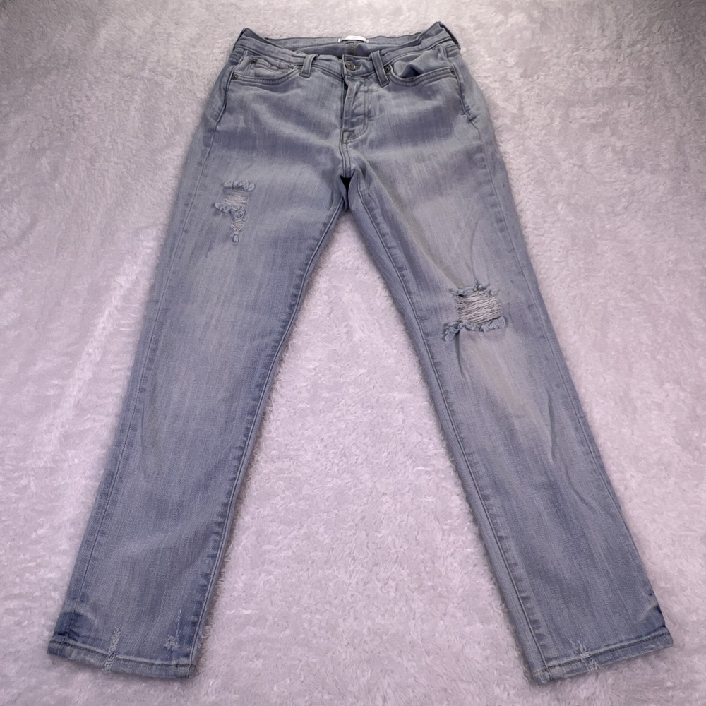 7 For All Mankind Josefina Boyfriend Jeans Womens 24 Stretch Denim Light Wash‎